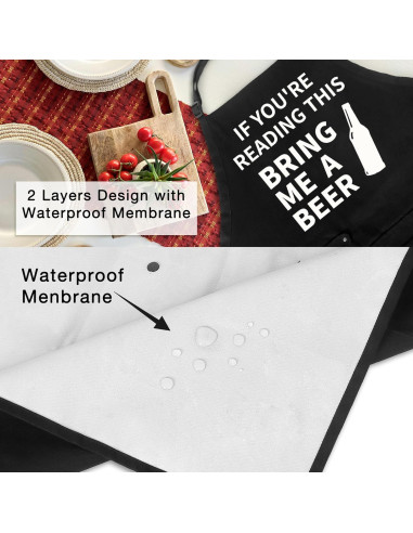 Delantal de Cocina Unisex con Bolsillos para BBQ - Regalo Papá