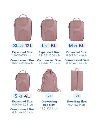 Set de 6 Cubos de Empaque BAGSMART para Viajes - Compresión