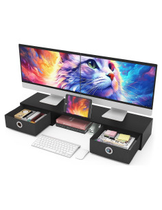 Soporte Doble Monitor WESTREE con 2 Cajones y Diseño Ergonómico