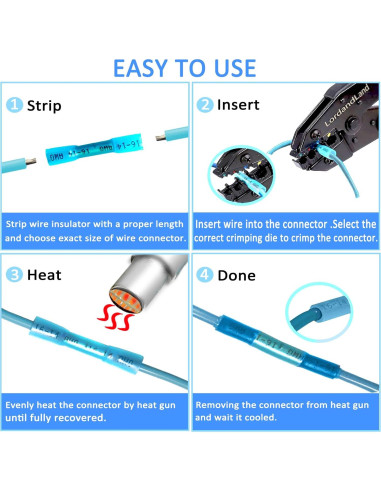 Kit de 50 Conectores de Termorretráctil LordandLand 22-10AWG