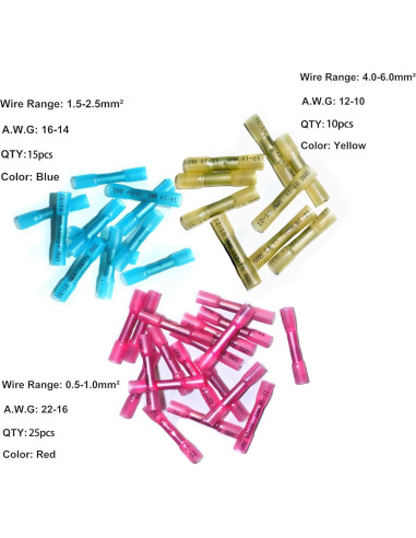 Kit de 50 Conectores de Termorretráctil LordandLand 22-10AWG