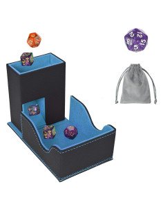 Caja de Dados Plegable Stepane 3 en 1 Negra/Azul para RPG