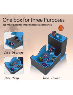 Caja de Dados Plegable Stepane 3 en 1 Negra/Azul para RPG 2