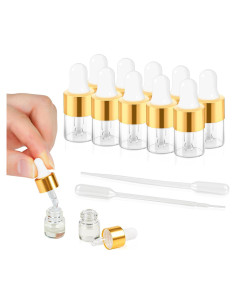 10 Botellas de Cuentagotas de Vidrio ETTSNU 1ml A Prueba de Fugas