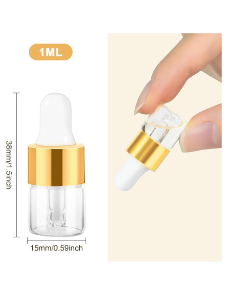 10 Botellas de Cuentagotas de Vidrio ETTSNU 1ml A Prueba de Fugas