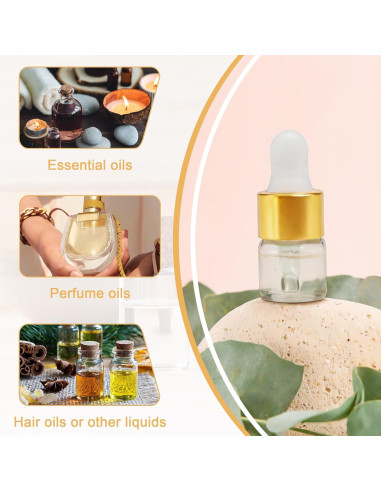 10 Botellas de Cuentagotas de Vidrio ETTSNU 1ml A Prueba de Fugas