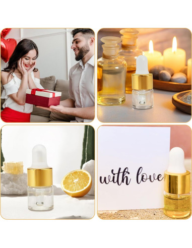 10 Botellas de Cuentagotas de Vidrio ETTSNU 1ml A Prueba de Fugas