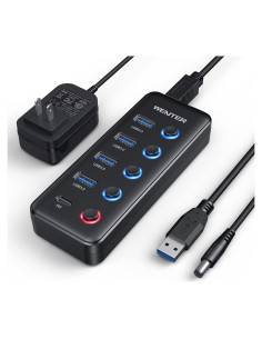 Hub USB 3.0 Alimentado Wenter U4+1 con Carga Tipo-C