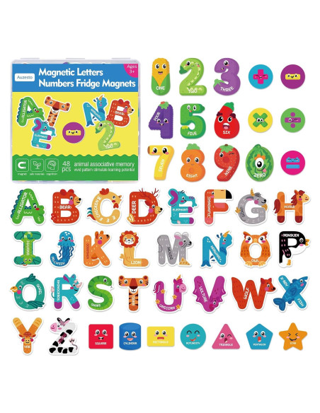 48 Piezas Letras y Números Magnéticos Auzesto para Niños 48 Piezas Letras y Números Magnéticos Auzesto para Niños