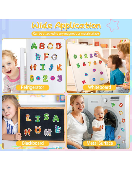 48 Piezas Letras y Números Magnéticos Auzesto para Niños 48 Piezas Letras y Números Magnéticos Auzesto para Niños