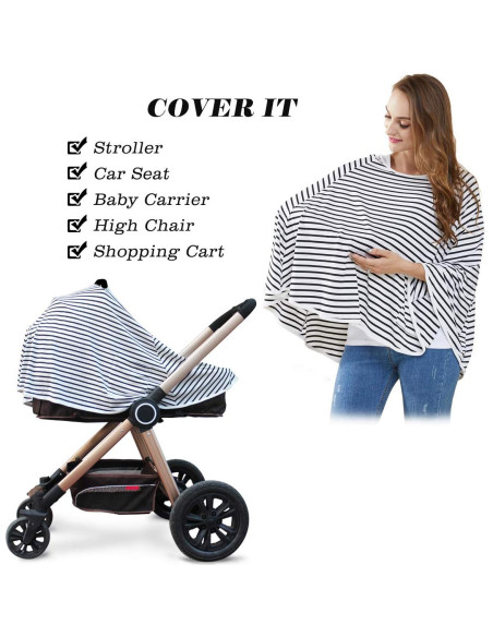 Cubierta de Lactancia LUCINE - Poncho Multifuncional Rayas Cubierta de Lactancia LUCINE - Poncho Multifuncional Rayas