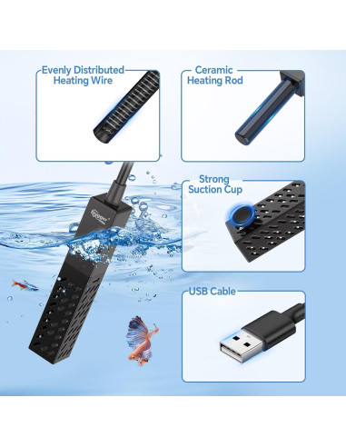 Calentador de Acuario Hygger 10W Cerámica Mini 26C