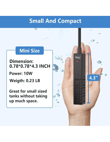 Calentador de Acuario Hygger 10W Cerámica Mini 26C