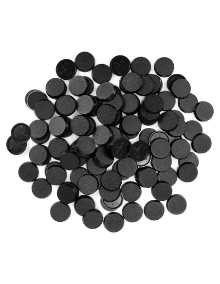 100 Bases Redondas de Plástico Negro 25mm + 120 Adhesivos