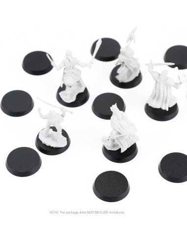 100 Bases Redondas de Plástico Negro 25mm + 120 Adhesivos