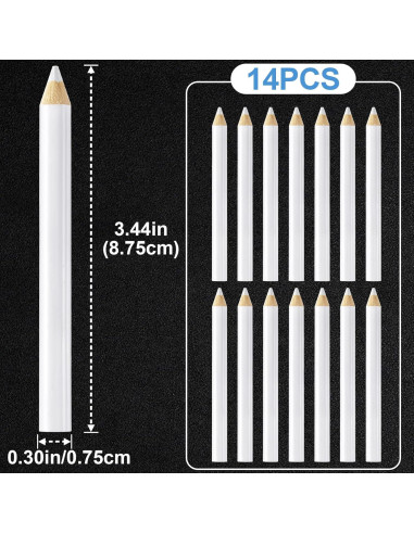 PAGOW 14 Lápices de Costura Lavables para Tela - Marcadores Blancos