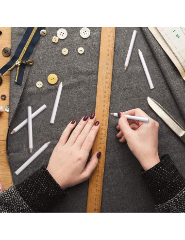 PAGOW 14 Lápices de Costura Lavables para Tela - Marcadores Blancos