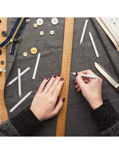 PAGOW 14 Lápices de Costura Lavables para Tela - Marcadores Blancos