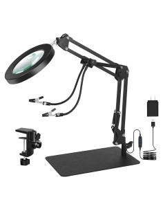 Lámpara de Aumento Toolour 5X 10X con Luz y Soporte