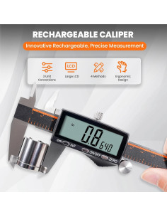 Calibre Digital Recargable HARDELL 6 Pulgadas Acero Inoxidable 2