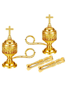 Quemador de Incienso Dorado Lemitung - Set 2 Piezas 363g