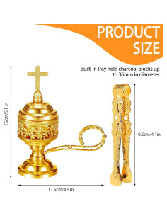 Quemador de Incienso Dorado Lemitung - Set 2 Piezas 363g 2