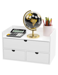 Organizador de Escritorio Wisuce de Bambú Blanco 3 Cajones