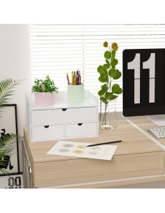 Organizador de Escritorio Wisuce de Bambú Blanco 3 Cajones 2