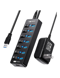 Hub USB 3.0 Alimentado VEMONT 7 Puertos + Carga Inteligente