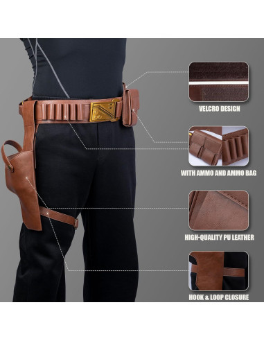 Cinturón de Cosplay Star Wars Han Solo Ajustable de Cuero