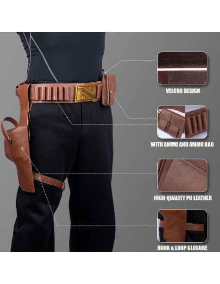 Cinturón de Cosplay Star Wars Han Solo Ajustable de Cuero