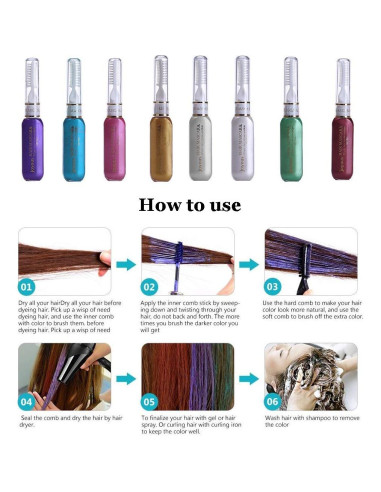 Tiza para Cabello Temporal JOYOUS 10 ml Color Dorado No Tóxica