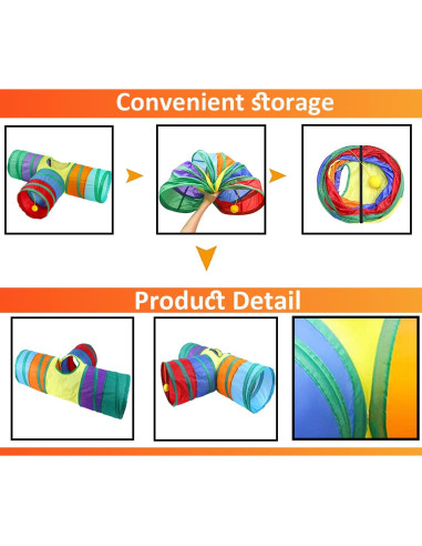 Túnel Plegable para Conejos Hercocci 63.5 cm Arcoíris