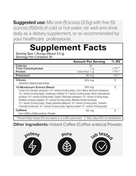 Café de Champiñones Toniiq 105 g - Bajo en Cafeína 10:1