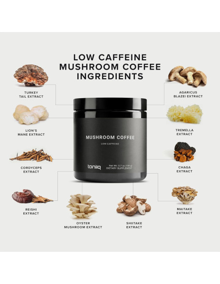 Café de Champiñones Toniiq 105 g - Bajo en Cafeína 10:1