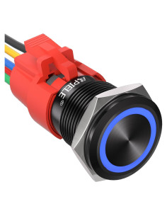 Interruptor Pulsador APIELE 19mm Metal LED Azul 12V CC