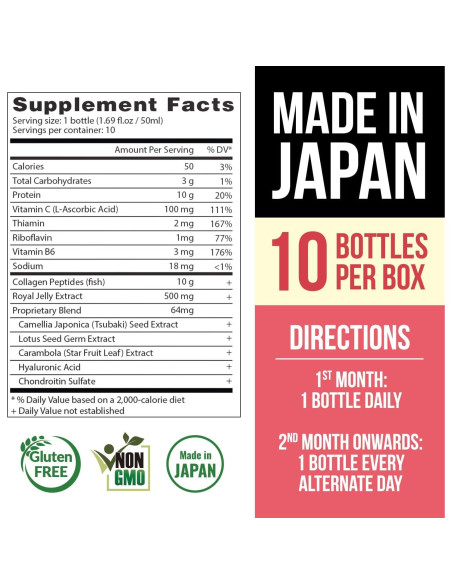 Bebida de colágeno Tsubaki Ageless 10,000mg + Jalea Real 500mg