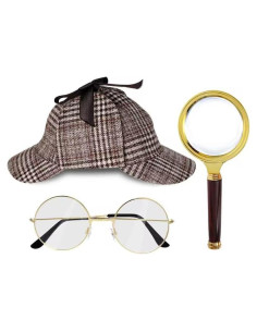 Conjunto de Disfraz de Detective HOVEOX - Sombrero, Lupa y Gafas