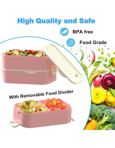 Caja Bento Kenuket Rosa 3 Capas 3000ml Apta Microondas