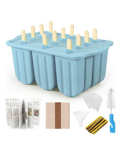 Moldes de Paletas de Silicona XKMiess 12 Cavidades 90g Azul