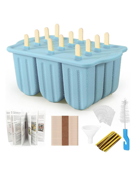 Moldes de Paletas de Silicona XKMiess 12 Cavidades 90g Azul