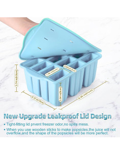 Moldes de Paletas de Silicona XKMiess 12 Cavidades 90g Azul 2