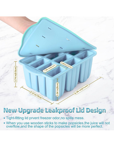 Moldes de Paletas de Silicona XKMiess 12 Cavidades 90g Azul
