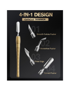 FERYES Herramienta Empujadora de Cutículas 4 en 1 - Acero Inoxidable 2