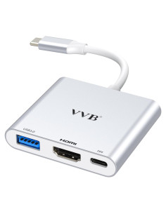 Adaptador USB C a HDMI 4K VVB 3 en 1 con USB 3.0 y Carga PD