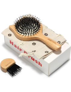 Cepillo de cabello BESTOOL Mini de cerdas de jabalí Natural 2