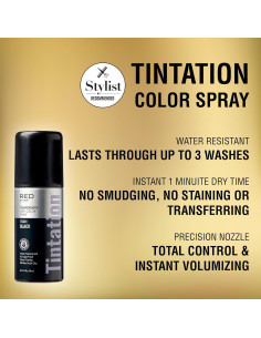 Spray de Color Temporal RED by Kiss 1.5 oz Negro - Cubrimiento Raíces Grises 2