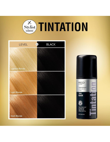 Spray de Color Temporal RED by Kiss 1.5 oz Negro - Cubrimiento Raíces Grises