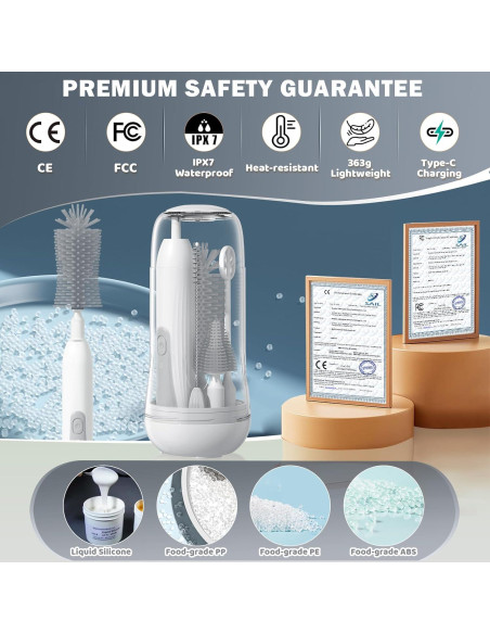 Juego de Cepillos Eléctricos para Biberones IvyWind Gris