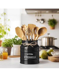 Soporte de Utensilios de Cerámica Barnyard Designs Negro 17.15 cm 2